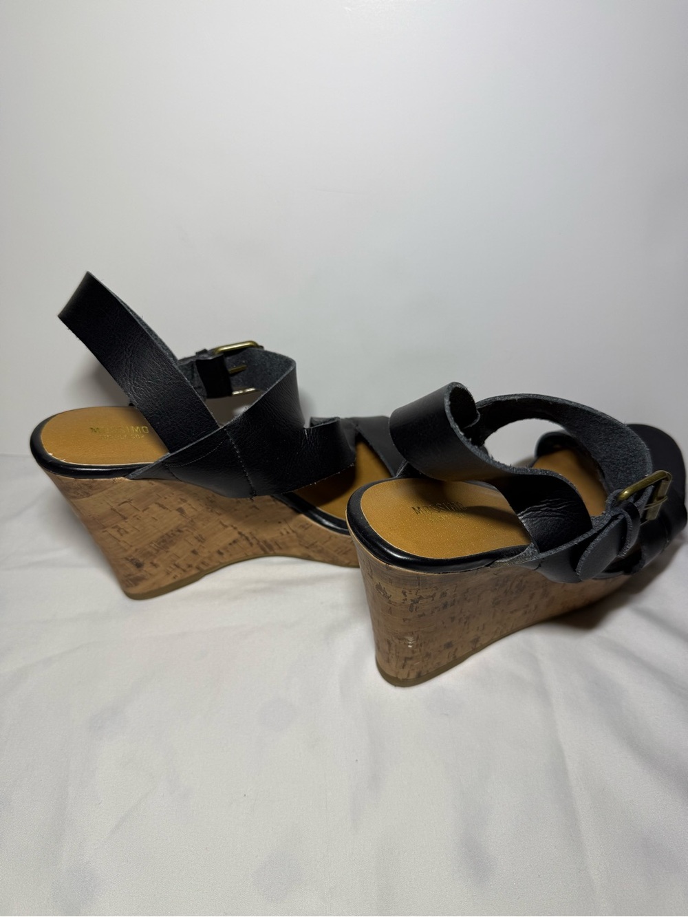 Mossimo Supply Co. Black Leather Cork Wedge Sandals